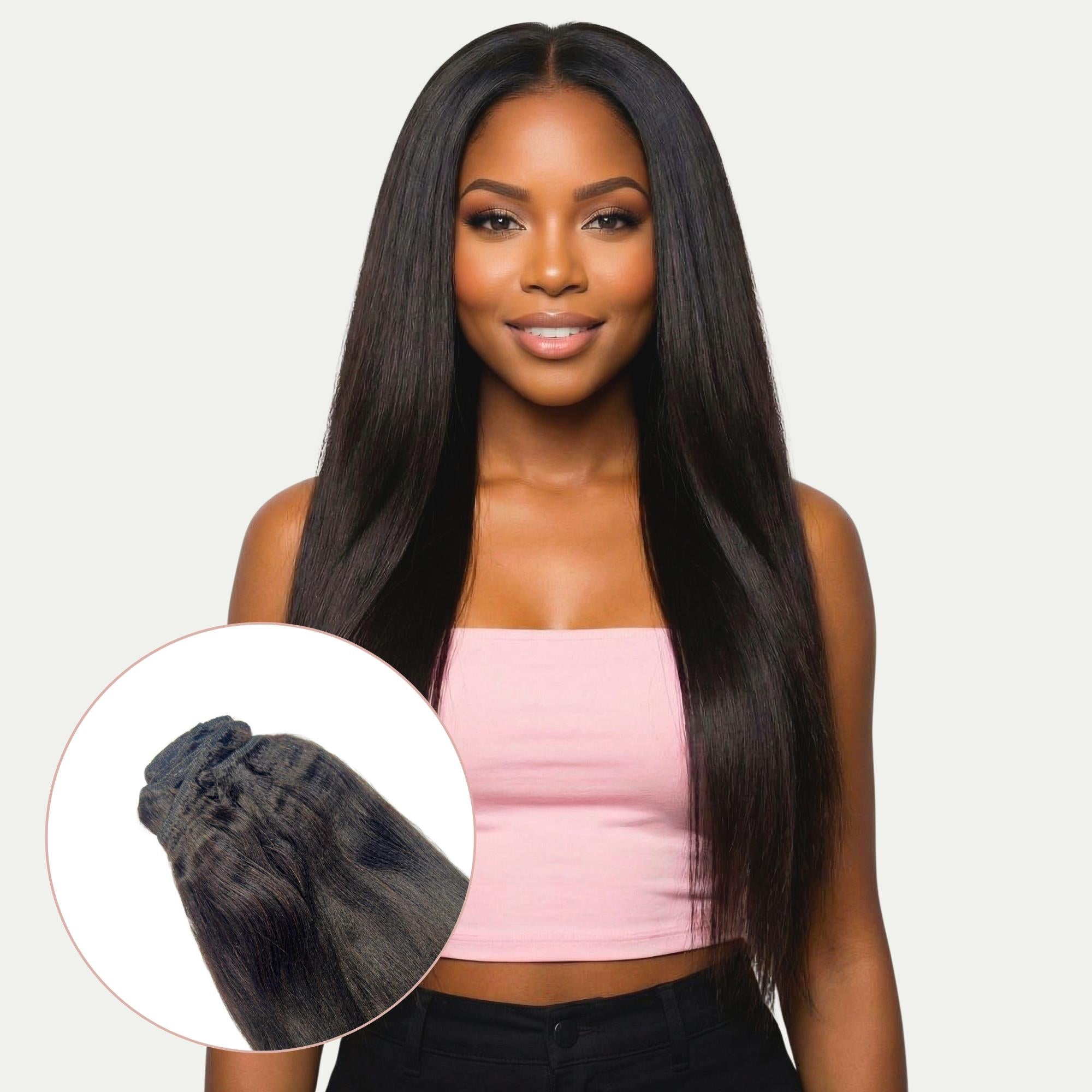 Yaki Straight Clip - In 100% Human Hair Extensions - Private Label