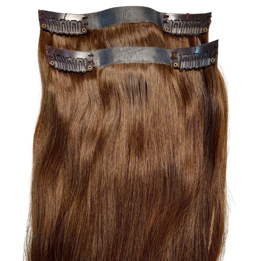Medium Brown Seamless Clip - In 100% Human Hair Extensions - Private Label