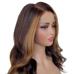 Brown Balayage Wavy 5x5 HD Lace Closure 100% Human Hair Bob Wig - Private Label