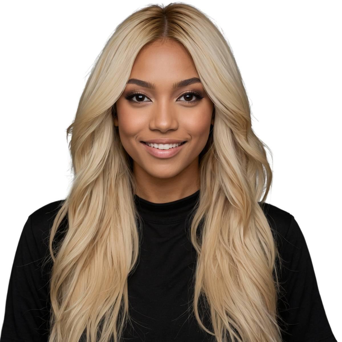 Raw Blonde Straight Seamless Clip - In 100% Human Hair Extensions - Private Label