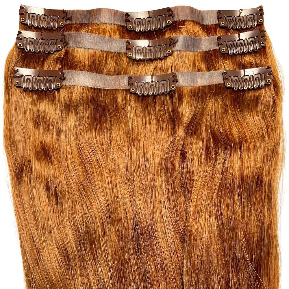 Auburn Seamless Clip - In 100% Human Hair Extensions - Private Label