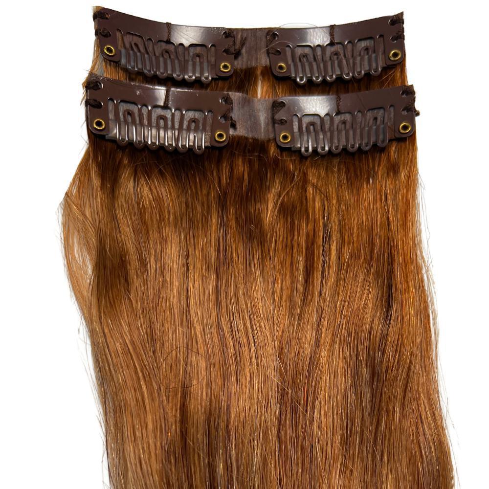 auburn seamless clip ins close up view 
