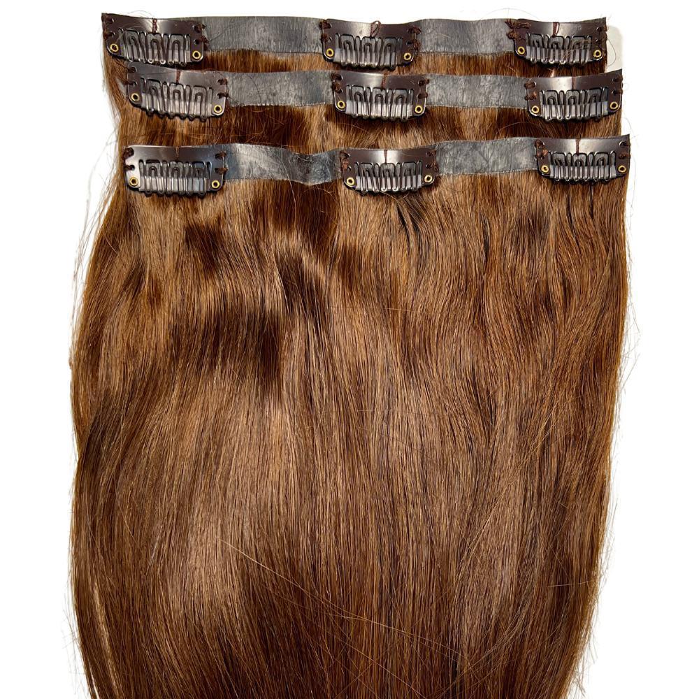 Medium Brown Seamless Clip - In 100% Human Hair Extensions - Private Label