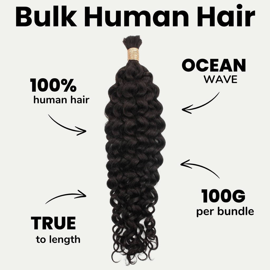 Ocean Wave Bulk 100% Human Braiding Hair - Private Label