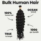 Ocean Wave Bulk 100% Human Braiding Hair - Private Label