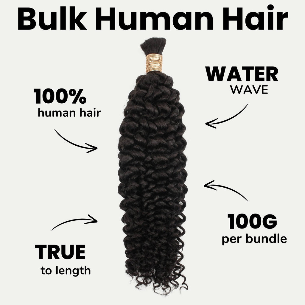 Water Wave Bulk 100% Human Braiding Hair - Private Label