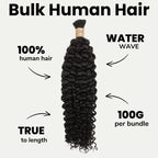 Water Wave Bulk 100% Human Braiding Hair - Private Label