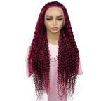 Burgundy Curly 13x4 Transparent Lace Front Wig - Private Label