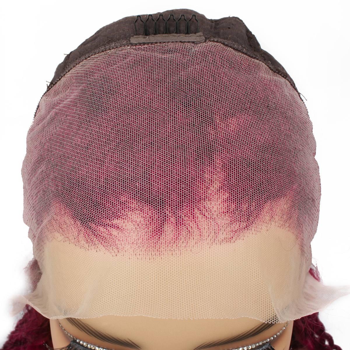 Burgundy Curly 13x4 Transparent Lace Front Wig - Private Label