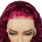 Burgundy Curly 13x4 Transparent Lace Front Wig - Private Label