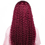 Burgundy Curly 13x4 Transparent Lace Front Wig - Private Label