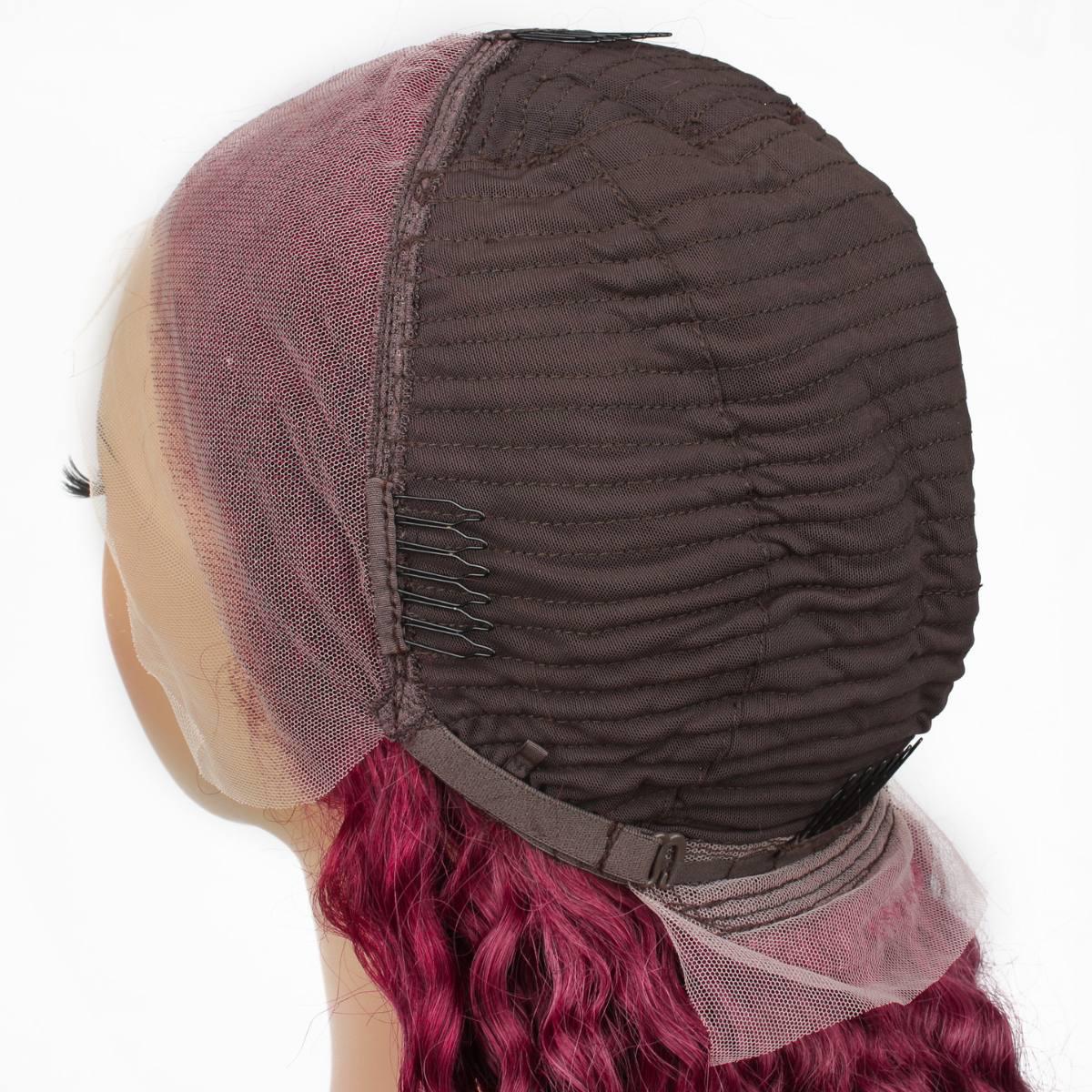 burgundy curly wig lace side