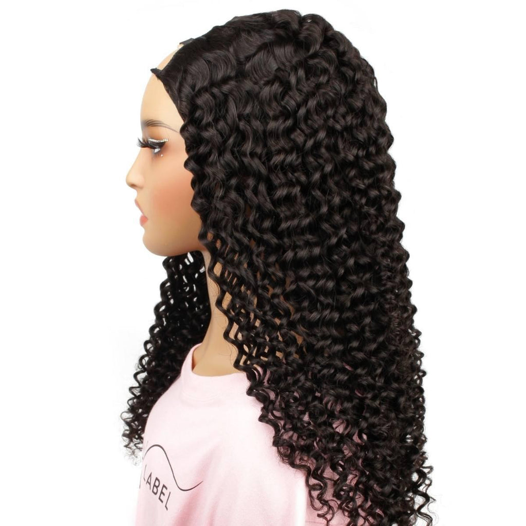 Deep Curly U Part 100% Human Hair Wig - Private Label