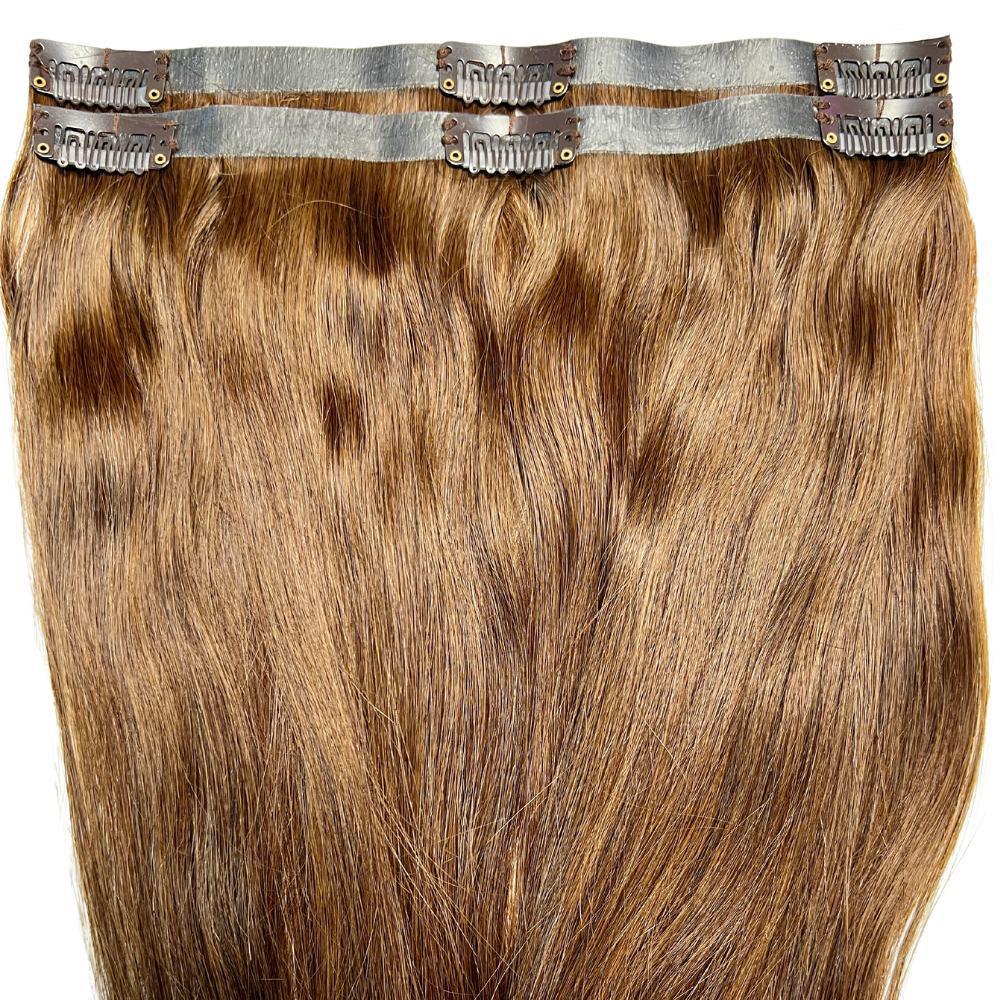 Medium Brown Seamless Clip - In 100% Human Hair Extensions - Private Label