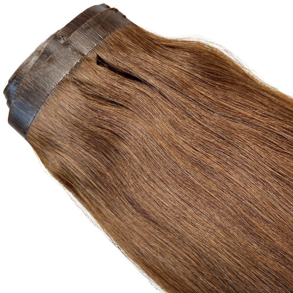 Medium Brown Seamless Clip - In 100% Human Hair Extensions - Private Label
