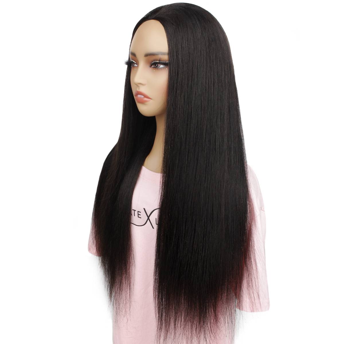 Yaki Straight Human Hair Half Wig