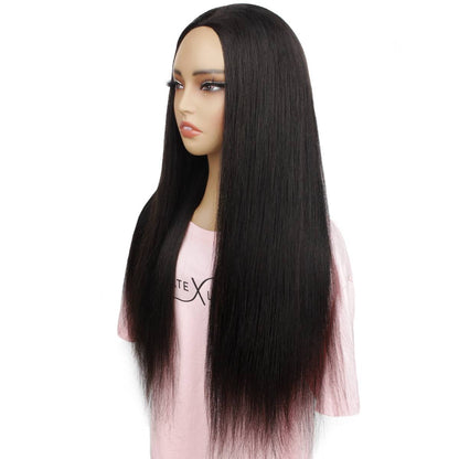Yaki Straight Human Hair Half Wig