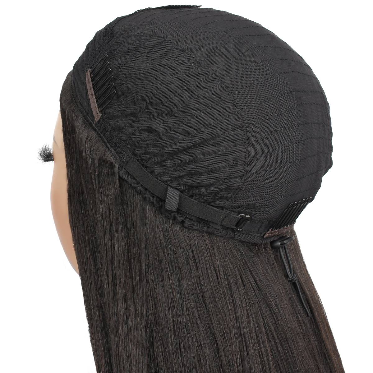 Yaki Straight Human Hair Half Wig