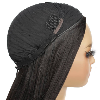 Yaki Straight Human Hair Half Wig