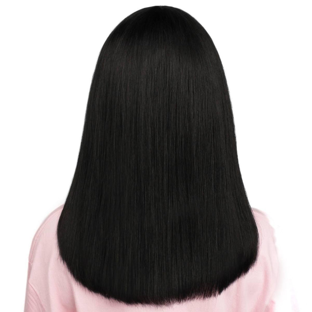 Jet Black Bang Bob 100% Human Hair Wig - Private Label