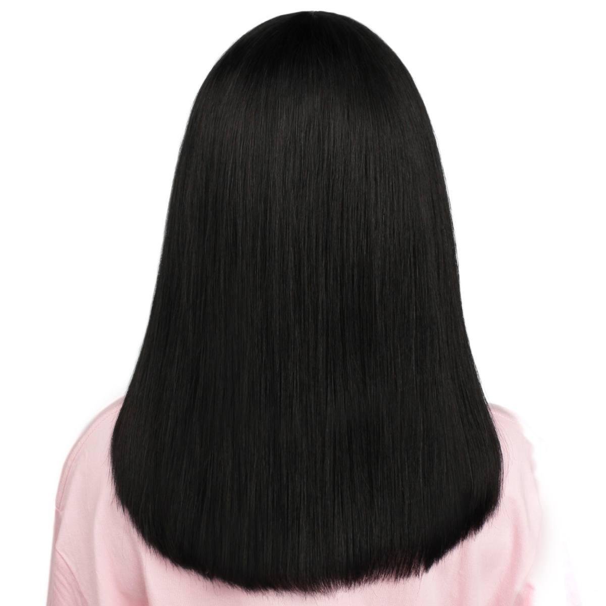 Jet Black Bang Bob 100% Human Hair Wig - Private Label