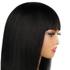 Jet Black Bang Bob 100% Human Hair Wig - Private Label