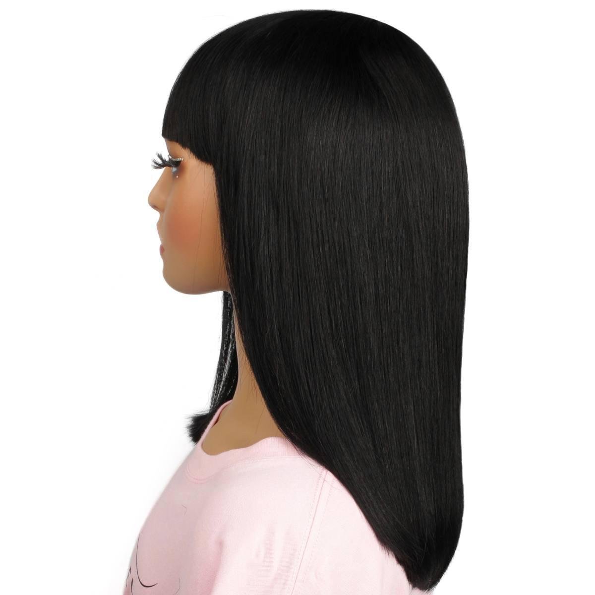 Jet Black Bang Bob 100% Human Hair Wig - Private Label