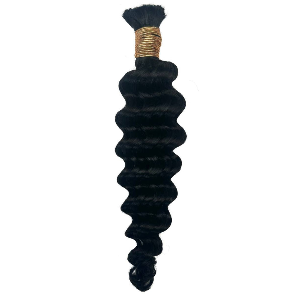 Jet Black Deep Wave Bulk 100% Human Braiding Hair - Private Label