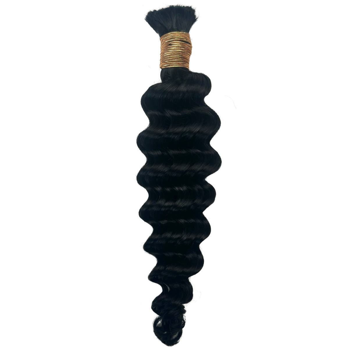 Jet Black Deep Wave Bulk 100% Human Braiding Hair - Private Label