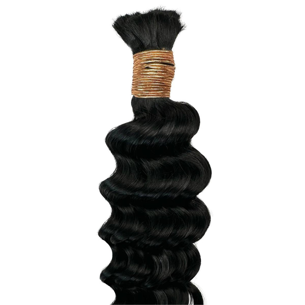 Jet Black Deep Wave Bulk 100% Human Braiding Hair - Private Label