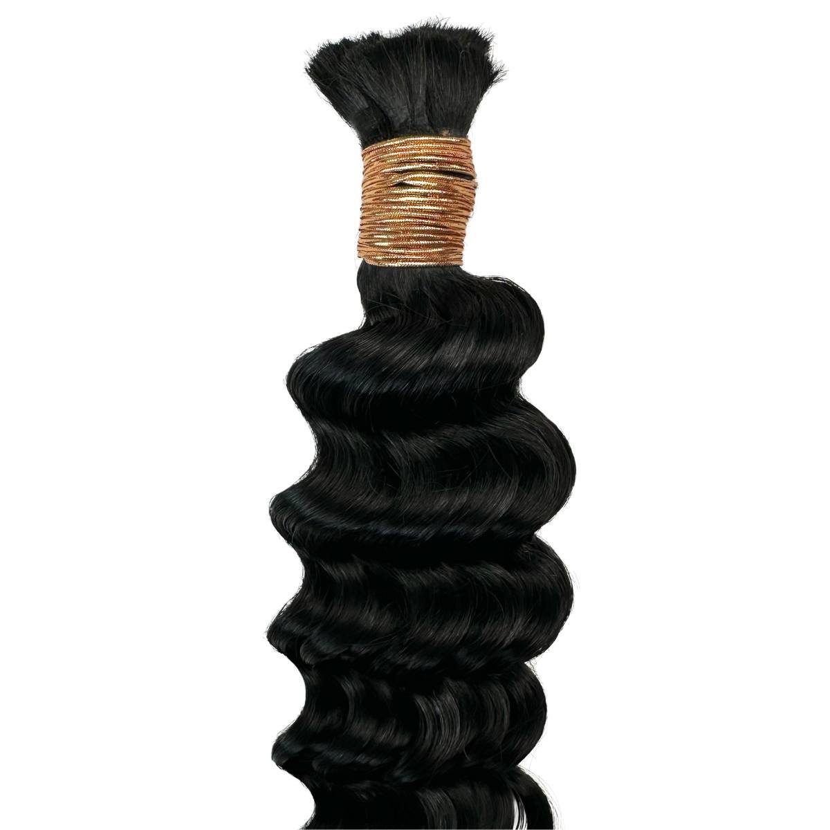 Jet Black Deep Wave Bulk 100% Human Braiding Hair - Private Label