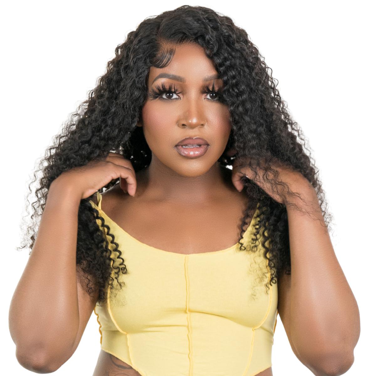 Kinky Curly Transparent Closure Wig Model