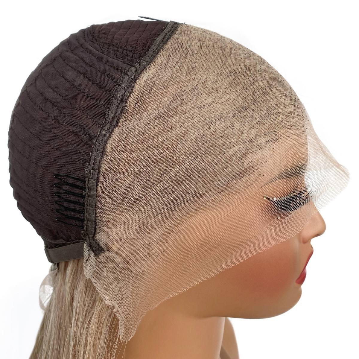 Light Ash Blonde Straight 13x4 Transparent Lace Front 100% Human Hair Wig - Private Label