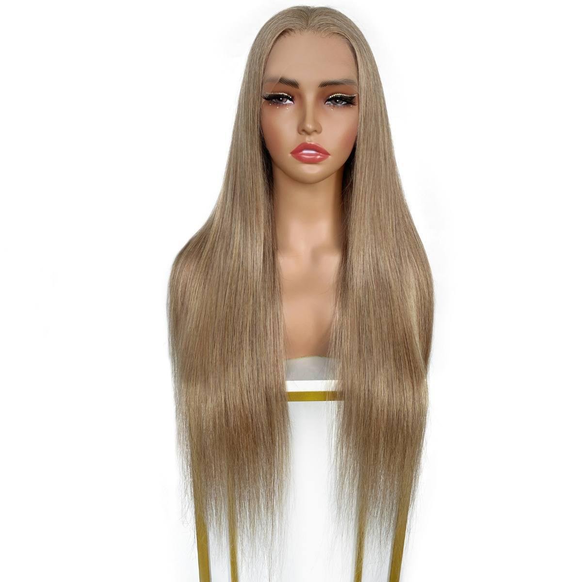 Light Ash Blonde Straight 13x4 Transparent Lace Front 100% Human Hair Wig - Private Label