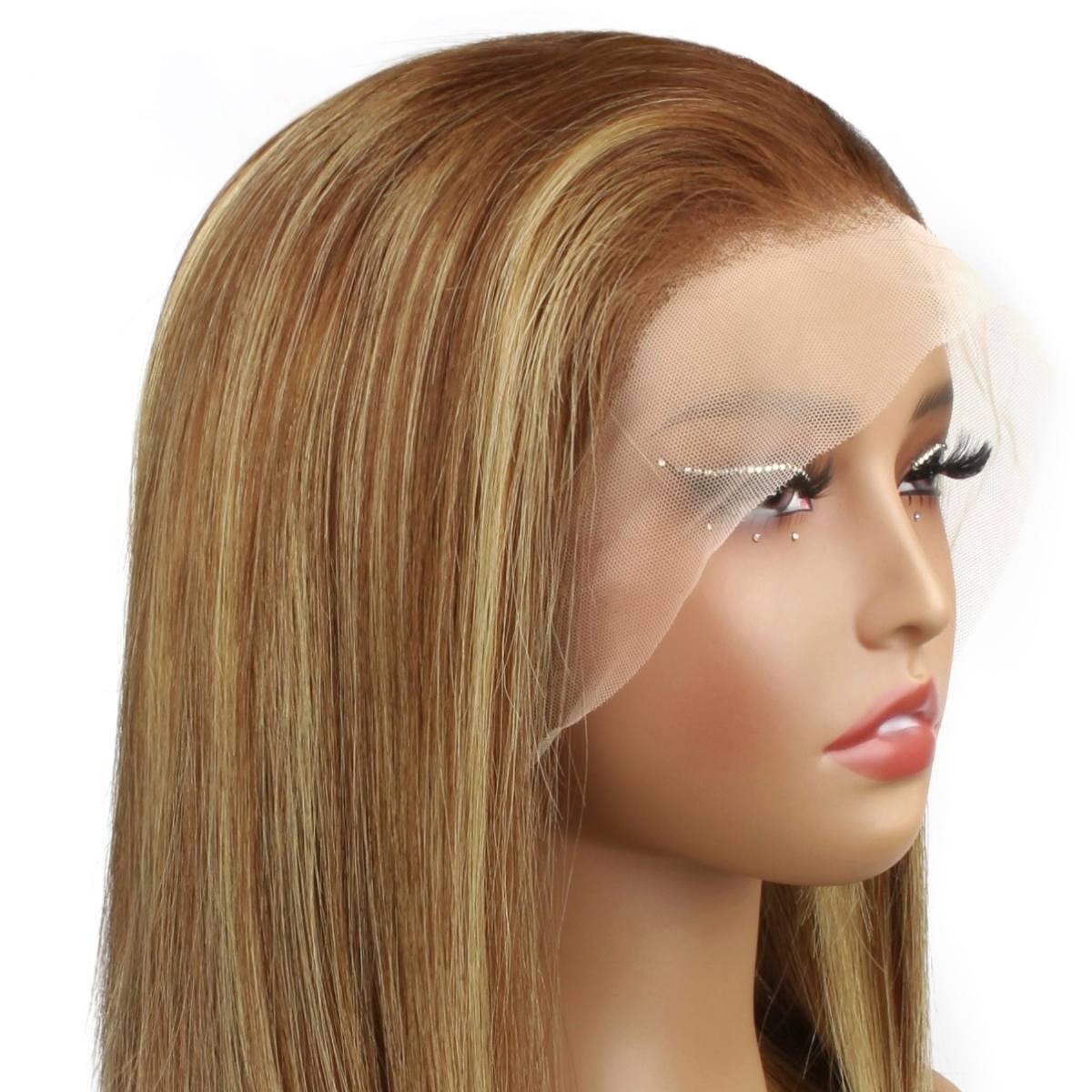 Light Highlight Straight 13x4 Transparent Lace Front 100% Human Hair Bob Wig - Private Label