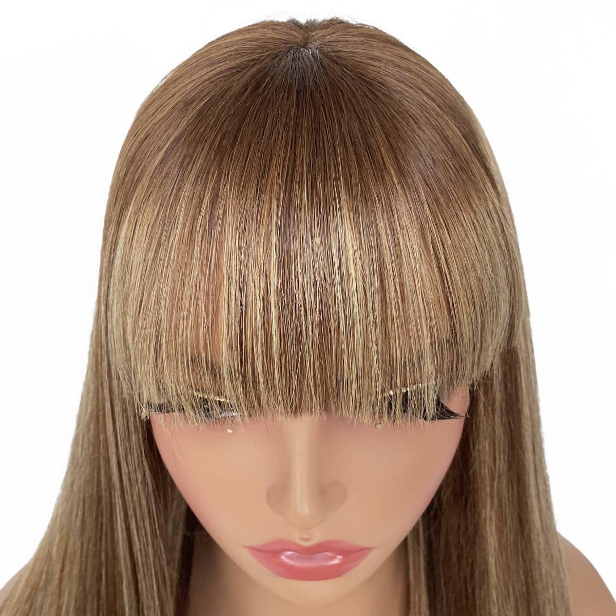 Light Highlight Straight 13x4 Transparent Lace Front 100% Human Hair Bang Wig - Private Label