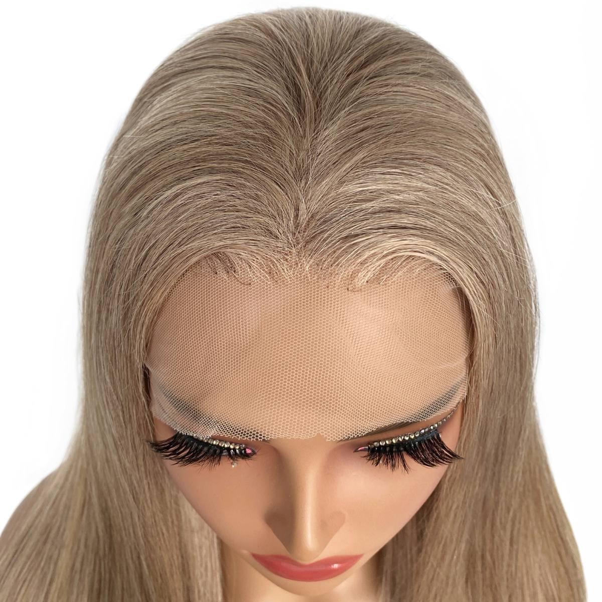 Light Ash Blonde Straight 13x4 Transparent Lace Front 100% Human Hair Wig - Private Label
