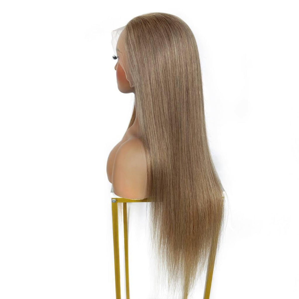 Light Ash Blonde Straight 13x4 Transparent Lace Front 100% Human Hair Wig - Private Label