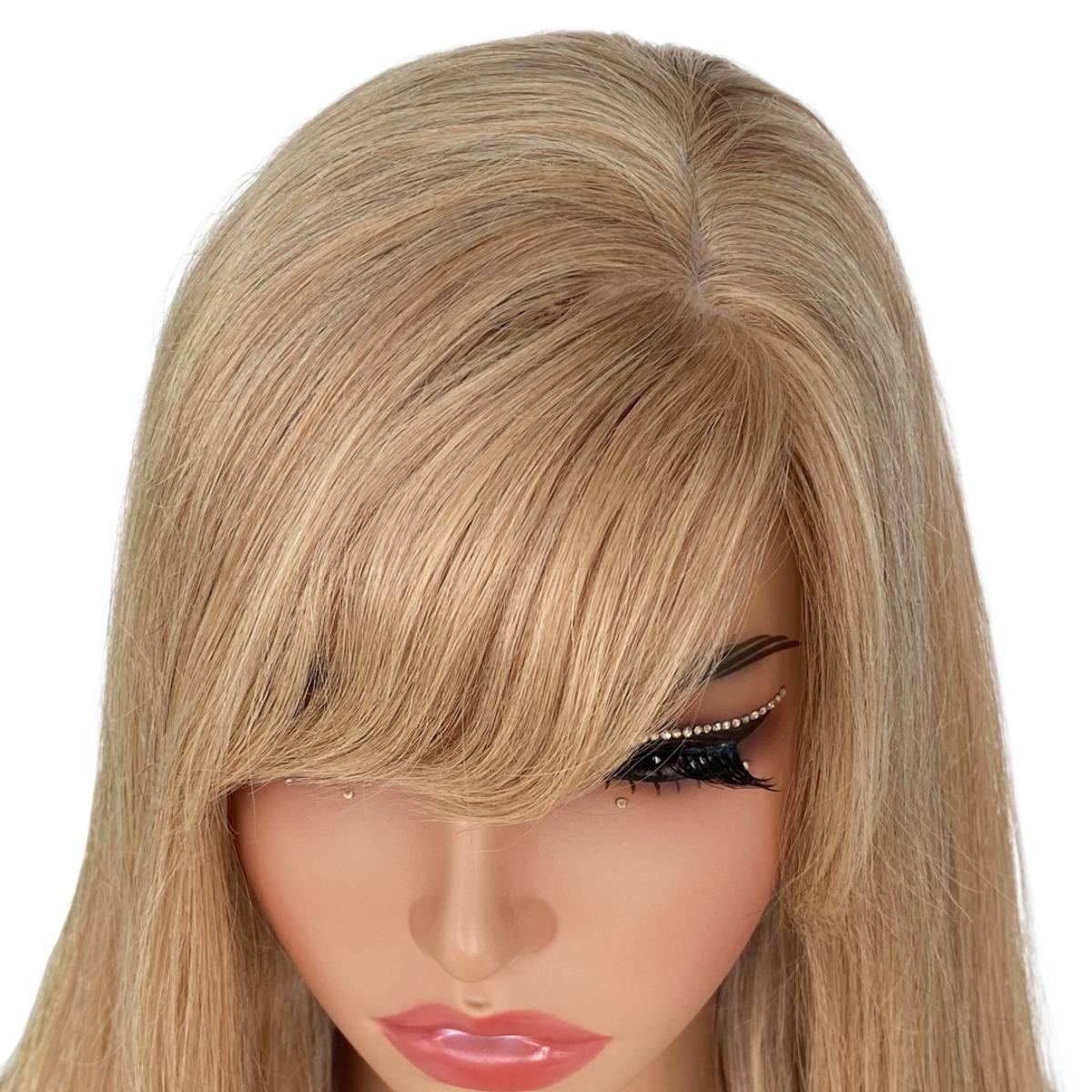 Medium Ash Blonde Straight 100% Human Hair Capless Bang Wig - Private Label