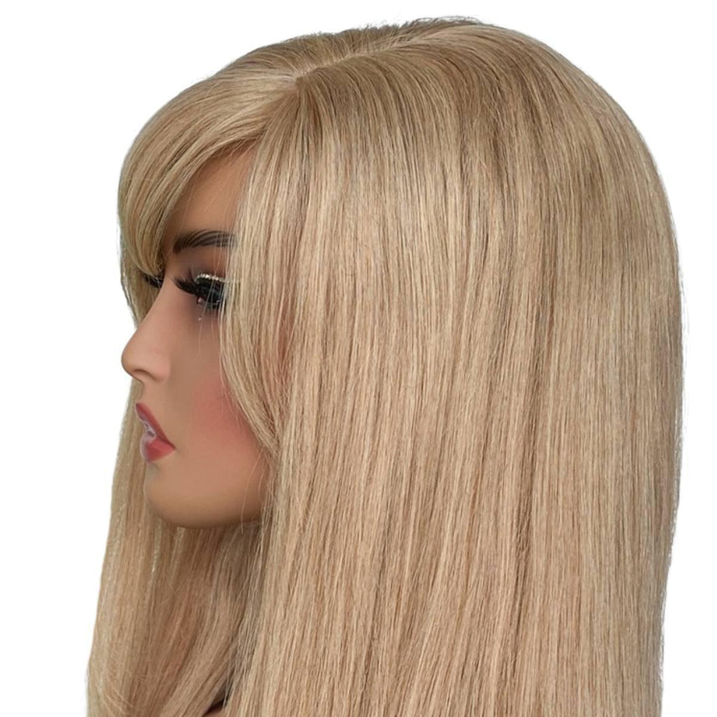 Medium Ash Blonde Straight 100% Human Hair Capless Bang Wig - Private Label