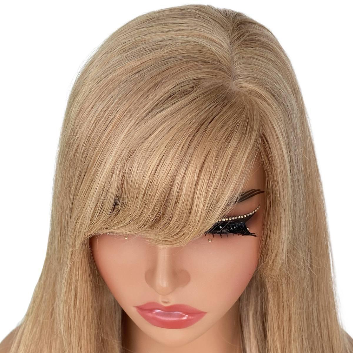 Medium Ash Blonde Straight 100% Human Hair Capless Bang Wig - Private Label