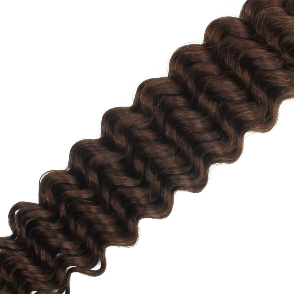 Medium Brown Deep Wave Color 4 Bulk 100% Human Braiding Hair - Private Label