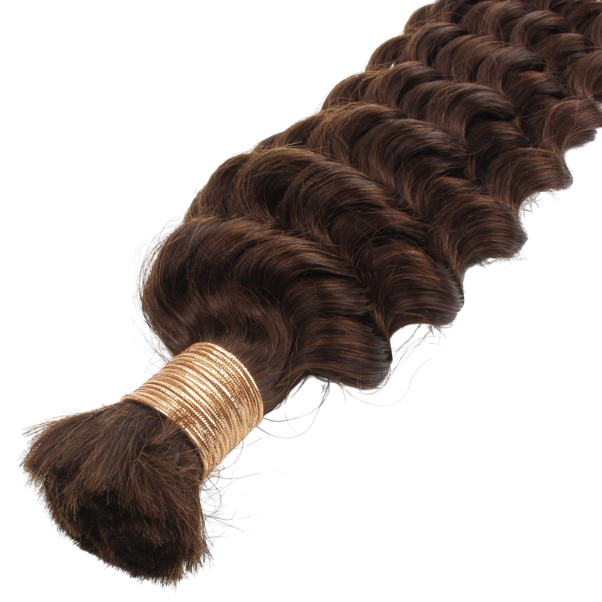 Medium Brown Deep Wave Color 4 Bulk 100% Human Braiding Hair - Private Label