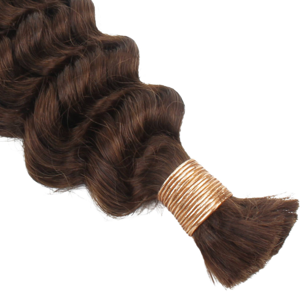 Medium Brown Deep Wave Color 4 Bulk 100% Human Braiding Hair - Private Label