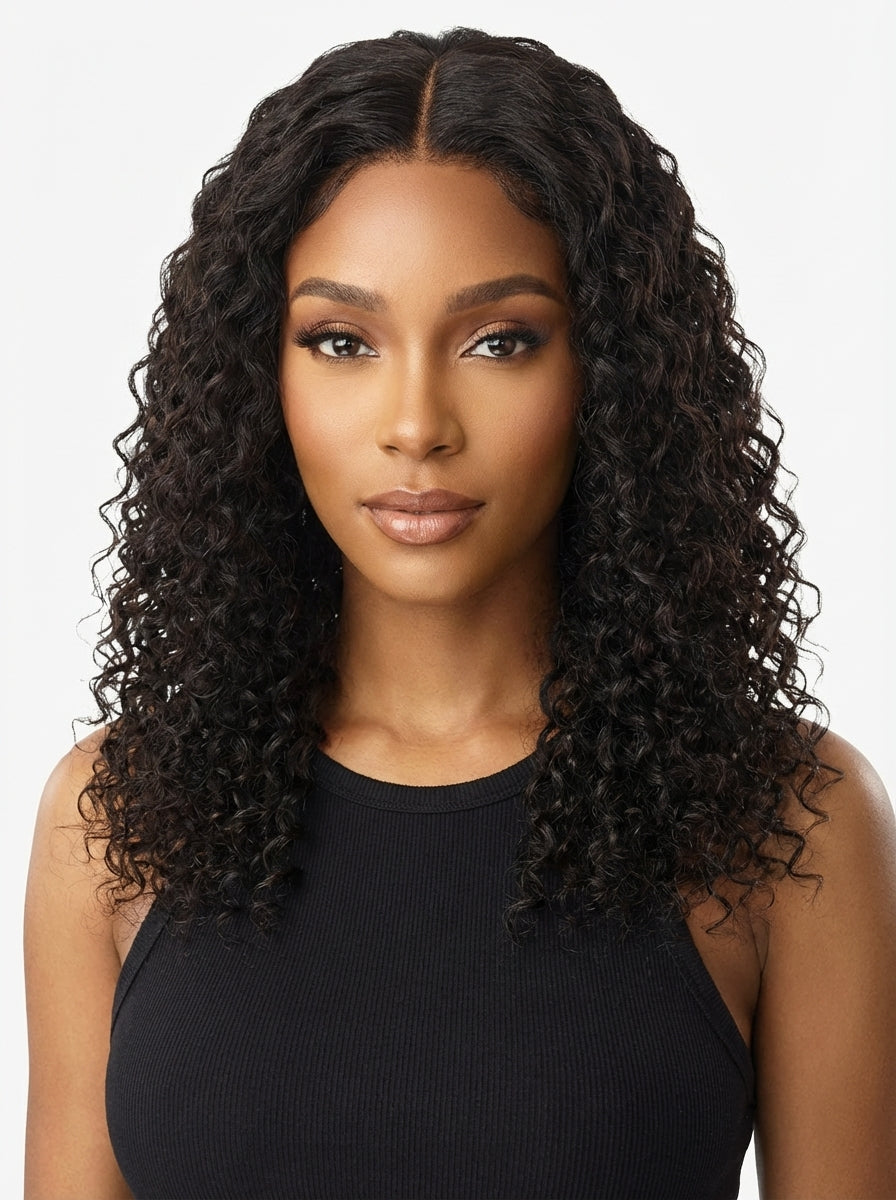 Water Wave 4x4 Transparent Closure Human Hair Wig SALE