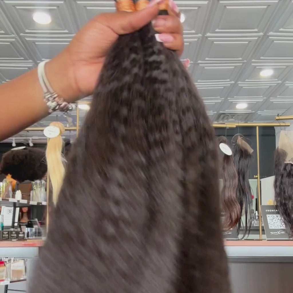 kinky straight bulk human braiding hair