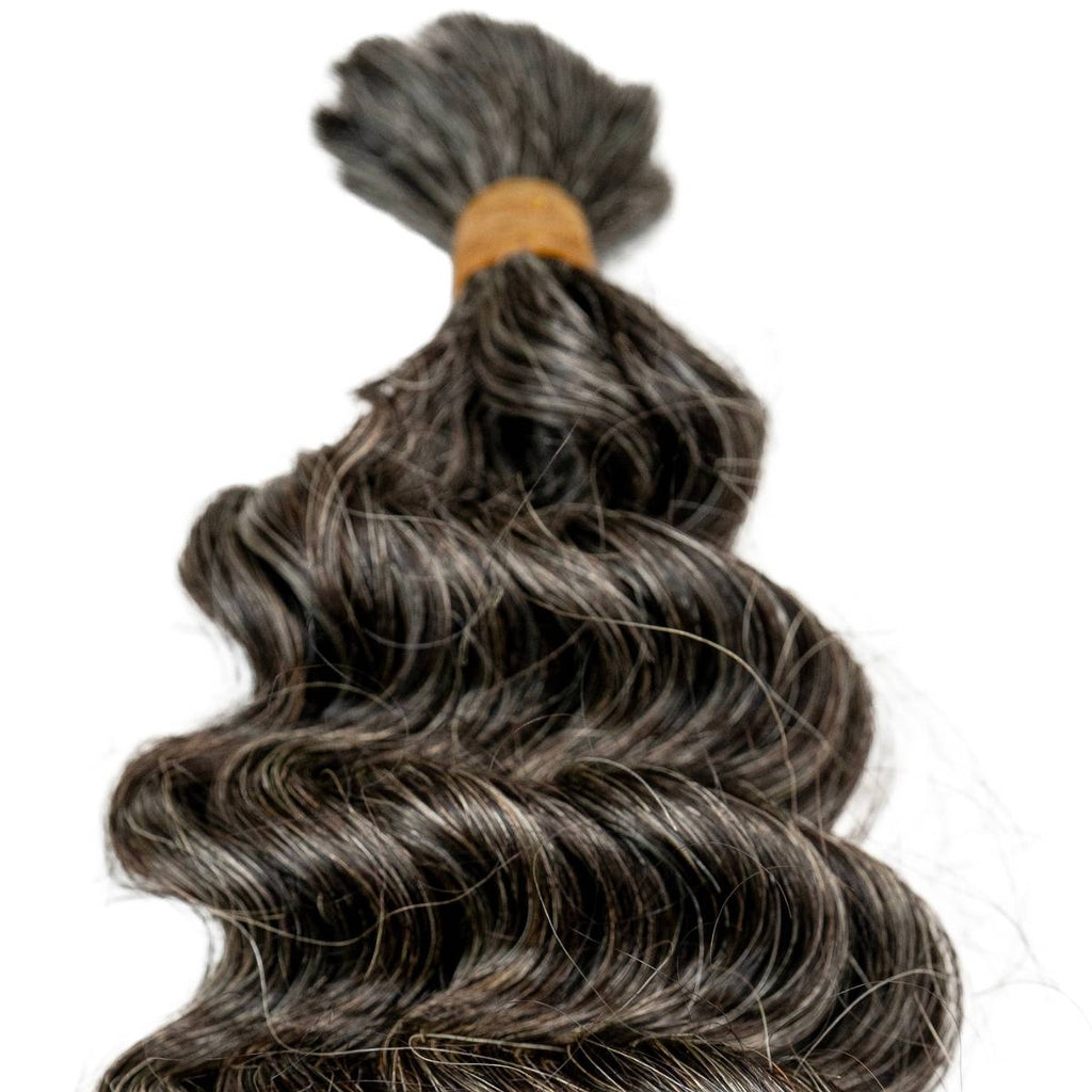 Raw Vietnamese Natural Gray Curly Bulk 100% Human Braiding Hair - Private Label