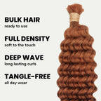 Copper Deep Wave Color 350 Bulk 100% Human Braiding Hair - Private Label