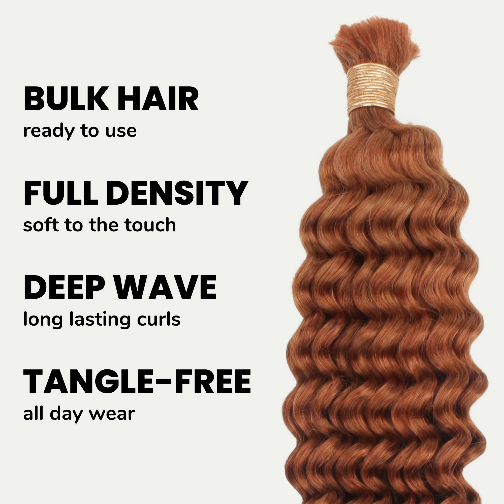 Copper Deep Wave Color 350 Bulk 100% Human Braiding Hair - Private Label