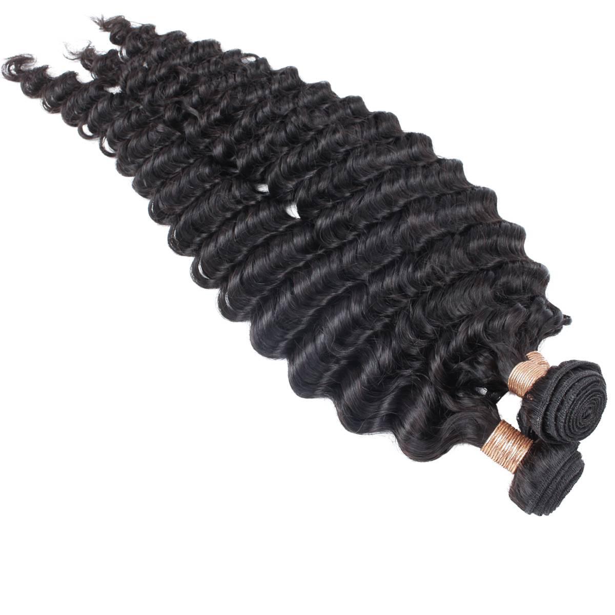 Three Deep Wave Human Hair Bundles